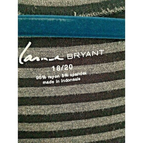 Lane Bryant 3/4 Sleeved‎ Lightweight Scoop Neck Shirt 18/20 Gray Black Striped - Picture 3 of 4